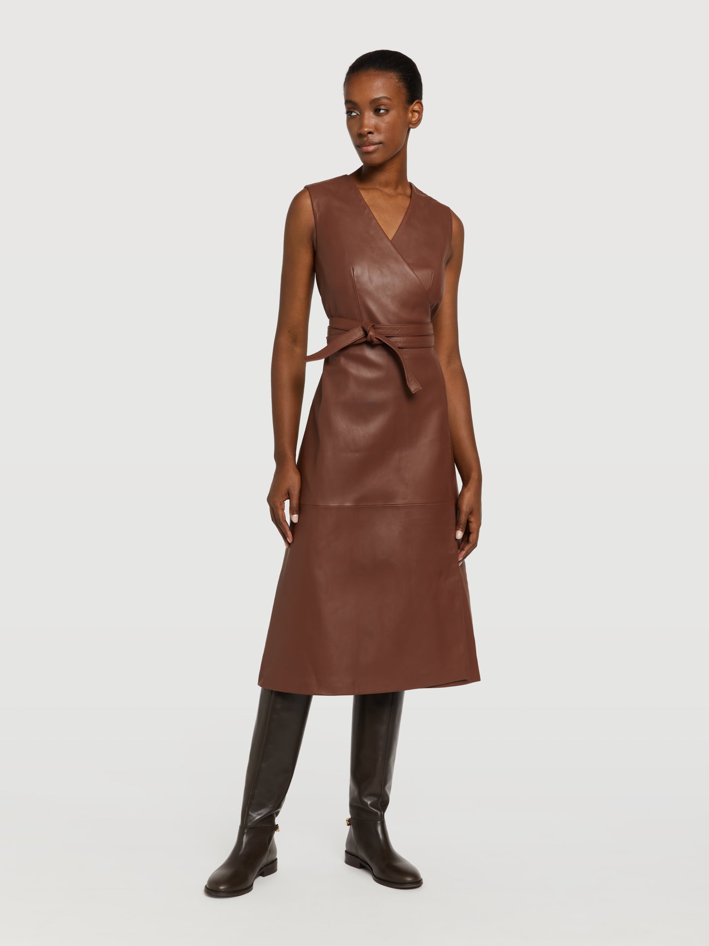 Leather wrap dress best sale