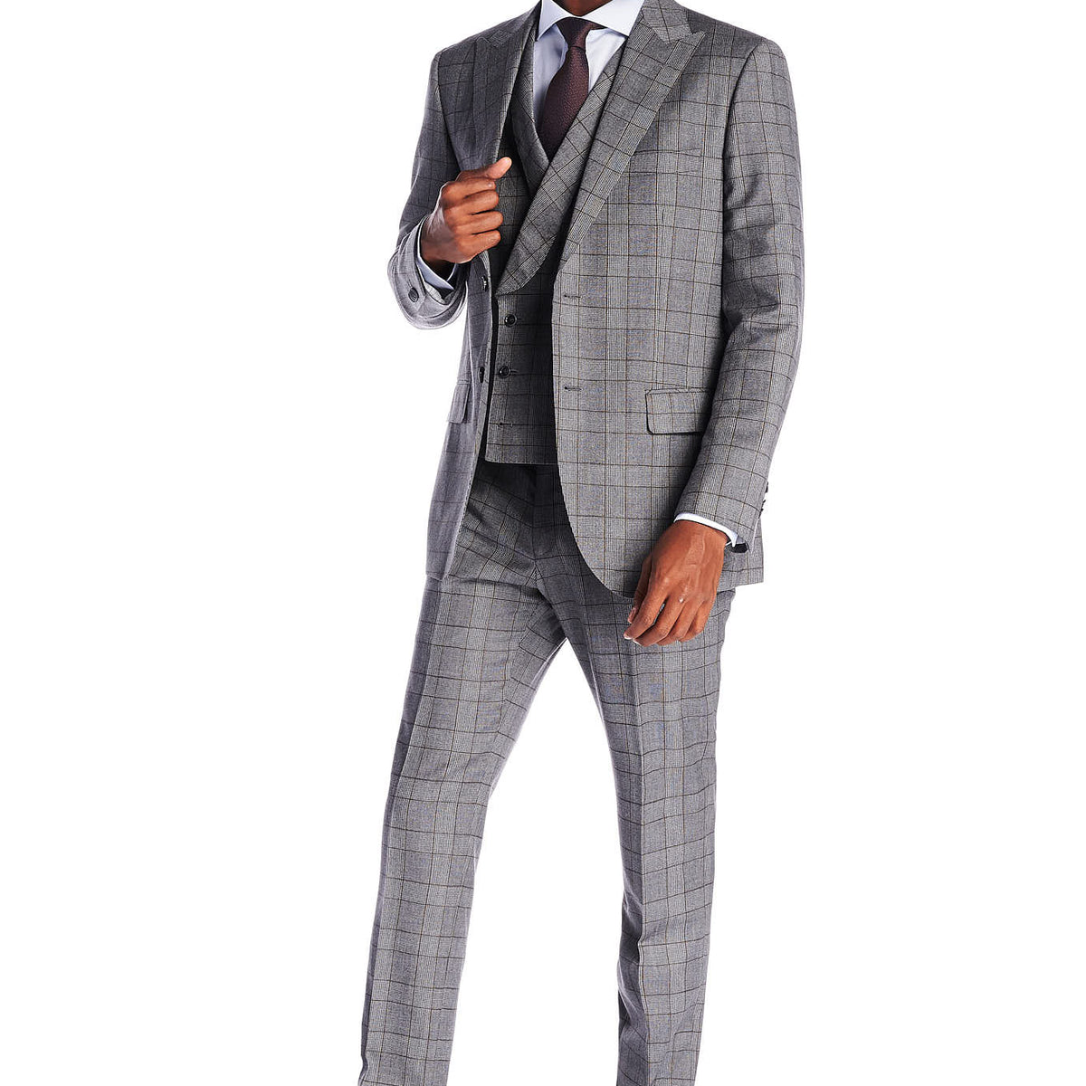 Men's Classic Slim Fit Checkered Suit with Vest – Sacoor Brothers Singapore